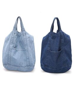 Avondtassen 2 stuks Denim Slouch Bag Casual Jean Stof Handtas Vrije tijd Koreaanse stijl Mode Japanse Messenger TopHandle Sky Bl2098749