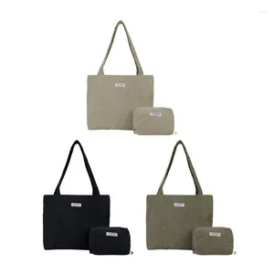 Sacs de soirée 2pcs élégant sac à main en velours côtelé et sac à bandoulière essentiel pour les dames à la mode