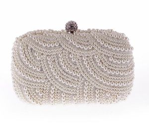 Avondtassen 3 Kleuren Parel Kralen Bruiloft Handtas Crystal Bridal Clutch Black Rhinestone Champagne Brial Handtas Bruidsmeisje Meisje Handtas