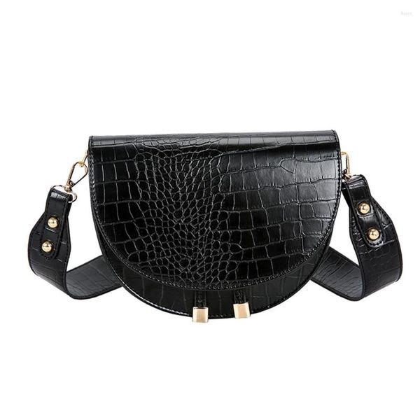 Sacs de soirée 38 # motif Crocodile sac à bandoulière pour femmes en cuir Pu demi-cercle pierre luxe sacs à main Designer