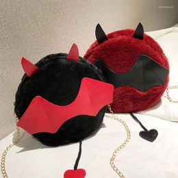 Sacs de soirée 7,5 pouces drôle chauve-souris en peluche sac fille hiver mignon diable mini porte-monnaie