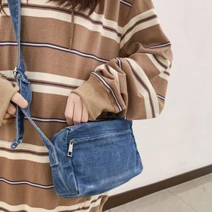 Sacs de soirée 90s Mode Y2K Denim Petite Taille Smart Phone Side Sling Sac à Bandoulière Vintage Textile Tissu Pochette en Tissu Poche Bandoulière