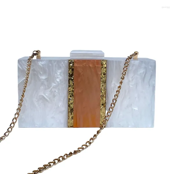 Petit sac à main en acrylique pour femmes, sac de voyage à bandoulière avec chaîne en Denim blanc, sac à dos pour téléphone portable