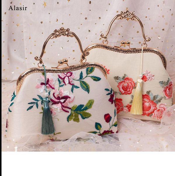 Sacs de soirée Alasir Vintage broderie sacs à main de luxe femmes épaule Designer élégant fleurs cadre Style chinois dames Cheongsam