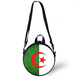 Sacos de noite Argélia Bandeira Criança Saco de Jardim de Infância 3D Impressão Crossbody Ombro para Escola Mulheres Mini Round Bagpacks Rugtas