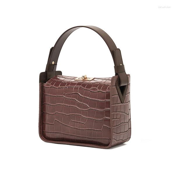 Sacs de soirée Alligator Patterm 2023 Commuter Rétro Sac à main en cuir de vachette Sac à bandoulière pour femme Bandoulière Petit paquet carré