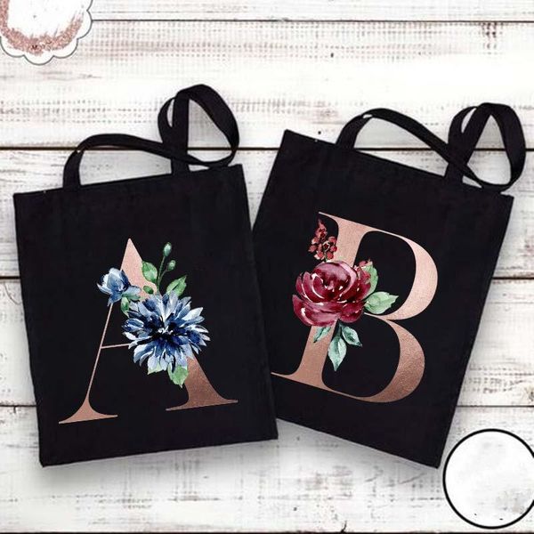 Bolsos de noche Estampado de alfabeto Totes de dama de honor Compras de lona Despedida de soltera Bolso de hombro Bolsos de playa de moda Regalos de boda Incluso