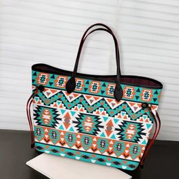 Avondtassen Amerikaans Azteekse tribal pu lederen vrouwen grote capaciteit schouder vrouwelijke handtassen reizende bakken tas casual bolsa mujer