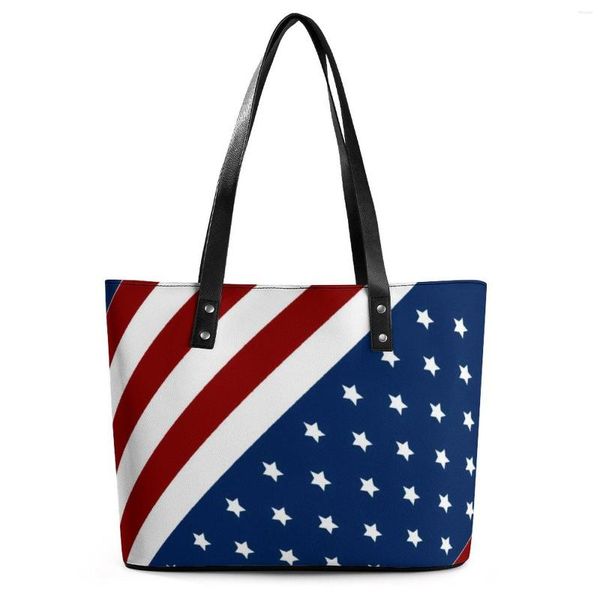 Bolsos de noche con diseño de estrella patriótica y diseño de estrella, bolso de mano con asa, bolso de hombro de cuero PU divertido para mujer, bolso de viaje personalizado para la playa