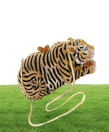 Sacs de soirée Animal Tiger Shape Design Luxury Crystal Diamond Sac pour femmes 20215775559