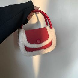 Sacs de soirée Automne hiver laine d'agneau femme sacs à bandoulière pour femmes sacs à main portable petit sac carré ins sac à bandoulière unique sac L221014