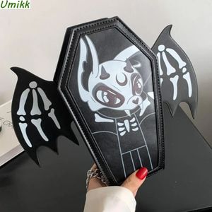 Sacs de soirée Bat Wings Bandoulière Pochette Femmes Dessin animé Téléphone portable Sacs à main Nouveauté Halloween Cercueil Satchels PU Cuir Gothic Coin Portefeuille 231017