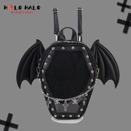 Sacs de soirée Bat Wings Ita Sac à dos Émail Pin Display Sac à bandoulière Goth Pin Collector Femme Petit sac d'école transparent Punk Ita Purse Bag 230712