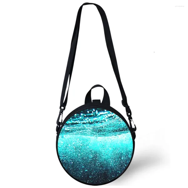 Sacs de soirée Plage Mer Paysage Enfant Maternelle Sac 3D Imprimer Bandoulière Épaule Pour L'école Femmes Mini Rond Bagpacks Rugtas