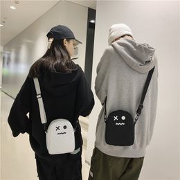 Avondtassen Zwart Wit Grappig Schattig Ghost Kawaii Dames Canvas Tas Cartoon Harajuku Chic Ins Shopper Dames Schoudertassen Grote Capaciteit 230825