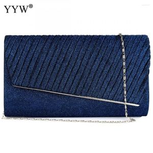 Avondtassen Blue Clutch Bag met ketting Crossbody For Women 2024 Wedding Party Luxury klauwen en portemonnee vrouwelijke zak