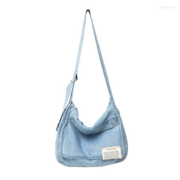 Bolsas de noche Hombro azul para mujeres Simple Lona Sólida Satchels Juvenil Algodón Messenger Soft Cloth Crossbody