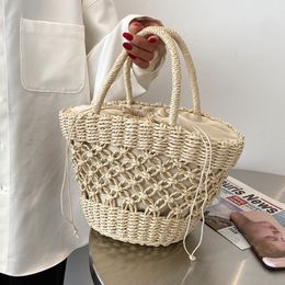 Avondtassen Bohemen Stro Holle Schoudertas Voor Vrouwen Grote Capaciteit Rotan Geweven Emmer Shopper Tote Handgemaakte Reizen Strand Handtas Bolso 230710