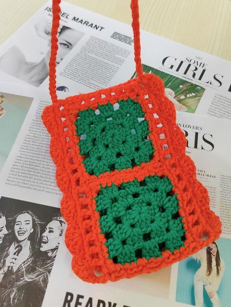 Sacs de soirée Boho Contraste Crochet Épaule Sac À Bandoulière Pour Femmes Floral Tricoté Sacs À Main Mode Téléphone Dames Qualité Sacs À Main 2022 InsEven