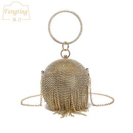 Sacs de soirée Bolsas bolsas femininas redondas douradas bolinhas bolsa clutch com corrente para mulheres ftb145 2020L230302