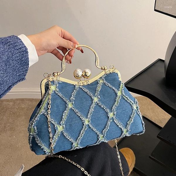 Sacs de soirée Marque Chaîne Épaule Bandoulière Sac Pour Femmes Designer Jeans Clip Bourse Sac À Main Embrayage Femme Denim Messenger Hobos