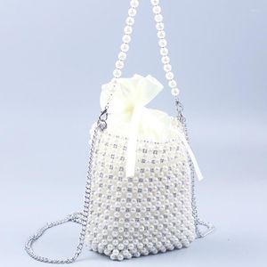 Sacs de soirée Marque Designer À La Main Petite Perle Blanche Perlée Bandoulière Avec Chaîne Courte Sac À Main Femme Sac Embrayage Sacs À Main