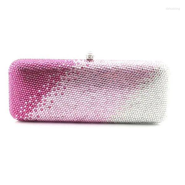 Bolsas de noche Marca Mujeres Pink White Bag Luxury Wedding Party Diamond Rhinestone Embragues Crystal Bling Clutch Monederos