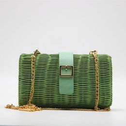 Sacs de soirée Marques Boîte Rattan Bandoulière Pour Femmes Desiger Chaîne En Osier Tissé Sac À Bandoulière Été Plage Paille Dame Petits Sacs À Main 2023