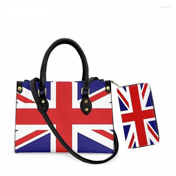 Sacs de soirée Drapeau britannique Épaule pour femmes Casual Messenger Sac Femme PU Cuir Party Sac à main avec portefeuille Set