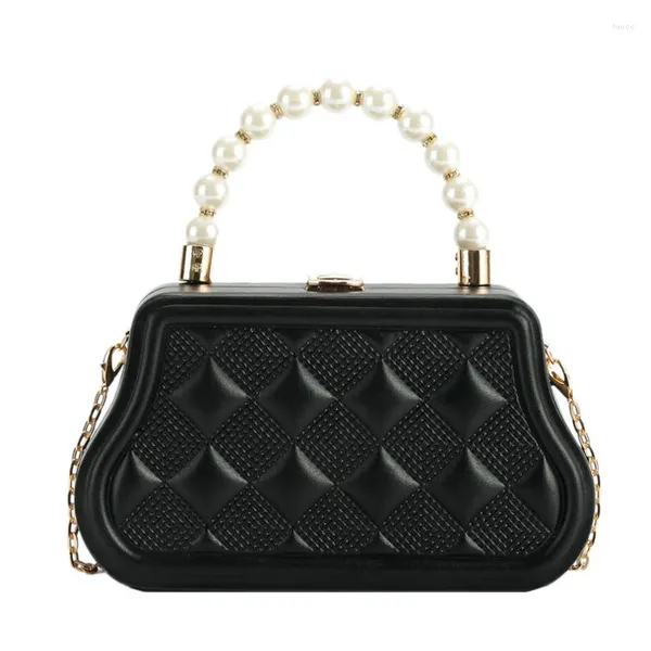 Bolsas de noche Bolso de hombro de color caramelo para mujeres 2023 Tendencia All-match PU Cuero Sólido Rebordear Diamante Enrejado Cosméticos Caja Bolso