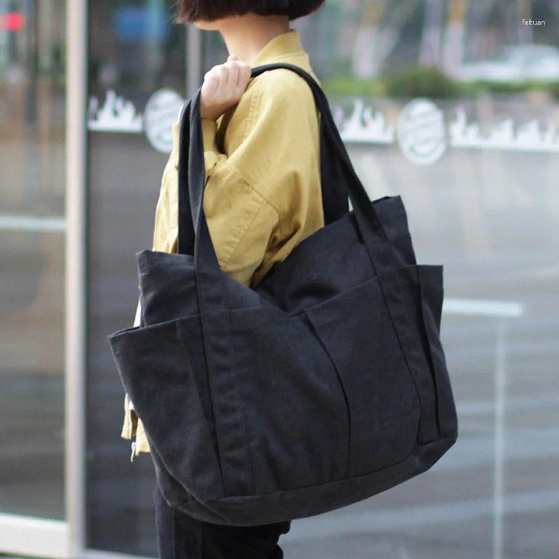 Evening Bags Canvas Multi-pockets Zipper Handbag For Student School Teacher Fabric Leisure Top-handle Bag Teenager Big Jumbo Diaper