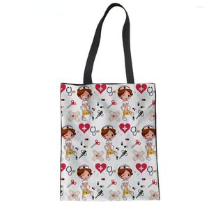 Sacs de soirée Sac fourre-tout pour femmes Carton de dessin animé White Print épaule Eco Feme Feme Girl Sacs