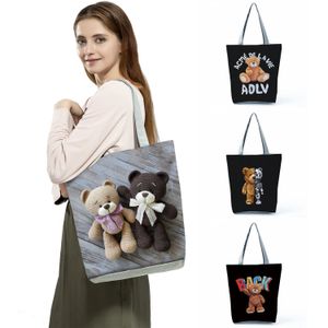 Sacs de soirée Cartoon Teddy Bear Mode Imprimé Sacs à main Écologique Stockage Portable Shopping En Plein Air Haute Capacité Femmes Épaule 230320