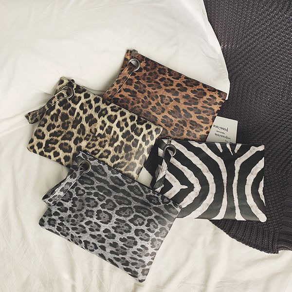 Sacs de soirée Casual pour femmes imprimé animal léopard embrayage femme design de mode portefeuille en cuir sac de messager dames élégant sac à main 230316