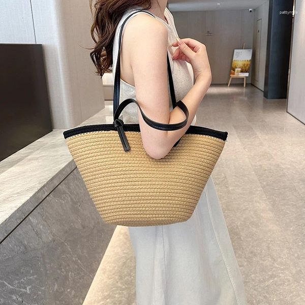 Sacs de soirée Casual Grande Capacité Fourre-Tout Designer Coton Sac À Tricoter Femmes Sac À Main Plage Bali Paille Épaule Voyage Grand Panier Bourse