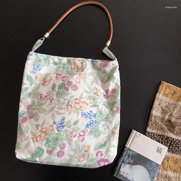 Sacs de soirée Casual Grande Capacité Sac à provisions écologique pour femmes Doux Mignon Fruit Imprimer Dames Épaule Tissu Doux Femme Aisselles Sac À Main