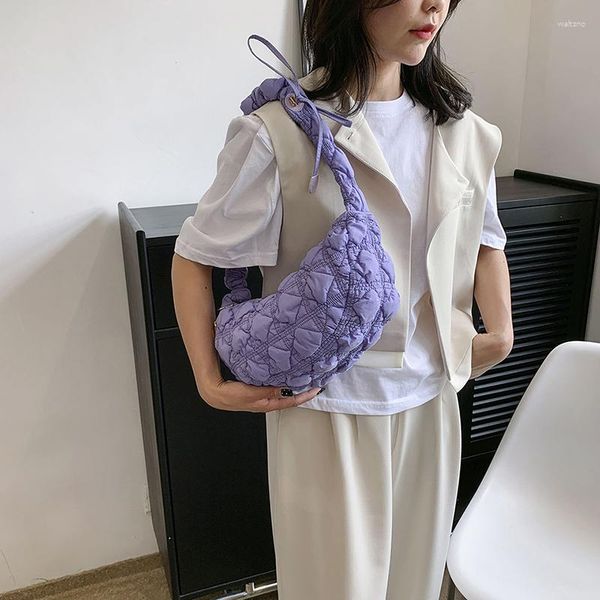 Sacs de soirée décontracté matelassé argent sac à bandoulière pour femmes 2023 sacs à main à la mode concepteur plissé rembourré en nylon coupe sous les bras sacs à main