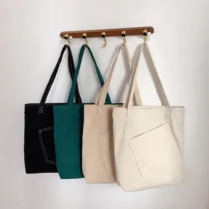 Avondtassen Casual retro canvas tas wilde grote capaciteit winkelen schouder eenvoudige lichte vaste kleur handtas