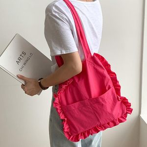 Sacs de soirée Casual Ruffles Sac à bandoulière en nylon Designer Femmes Grand sac à main et sac à main Fourre-tout matelassé 2022 Summer Shopper Grande capacitéSoirée