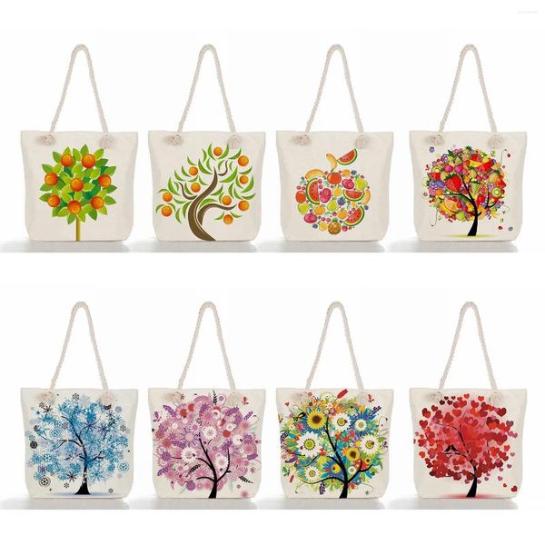 Sacs de soirée Cartoon Cartoon Flower Tree Hands pour femmes pour femmes Tote Tote Orchard Eco Réutilisable Shopping Shopping Groceries