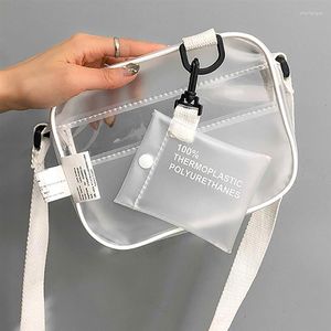 Sacs de soirée casual PVC Transparent clair femme sac à bandoulière sac à main gelée petit téléphone avec porte-cartes larges bretelles rabat