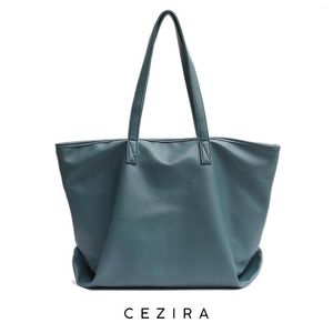 Sacs de soirée CEZIRA mode en cuir PU grand sac fourre-tout pour femmes haute qualité lavé végétalien épaule femme Shopping quotidien sacs à main