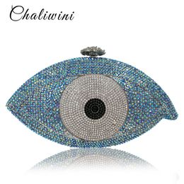 Bolsas de noche Chaliwini Luxury Eye Diamond Bolso Lady Messenger Bag Girl Wallet Party Regalo Mujer Clutch Monedero En stock C10215 230915