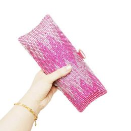 Avondtassen chaliwini mix rosa de ebreagem -ontwerper glekkende cristal strass 18 cor sacos nooite longo casamento noiva bolsa dia garrasl230302