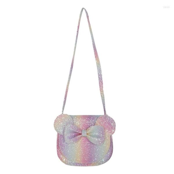 Sacs de soirée enfants Bowknot sac à bandoulière en cuir PU messager avec dessin animé souris oreilles bandoulière pour carte portefeuilles miroir