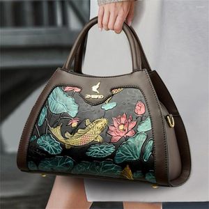 Avondtassen Chinese stijl casual draagtas Luxe lederen handtassen Designer handgeschilderde Messenger schoudertas Crossbody tas voor dames Shopper Sac