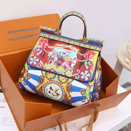 Avondtassen klassieke dames frame handtas Europa en Amerika afdrukken schouder messenger dames bolsa feminina kunst print 230823