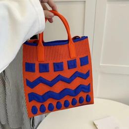 Sacs de soirée Colorblocked Géométrique Petit fourre-tout Sac à bandoulière saisonnier léger tricoté Bolsos Para Mujeres Tendencia