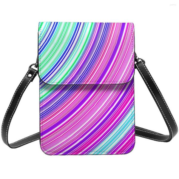 Sacs de soirée courbe colorée sac à bandoulière rayures imprimer femme en vrac téléphone portable drôle en cuir bureau