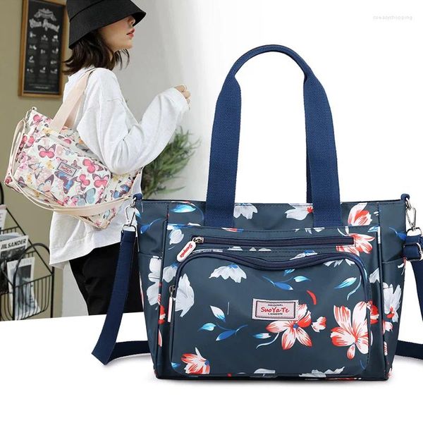 Bolsos de noche coloridos bolos estampados florales para mujeres de tela de nylon para mujeres para mujeres de tela juvenil bolsos de cremallera damas